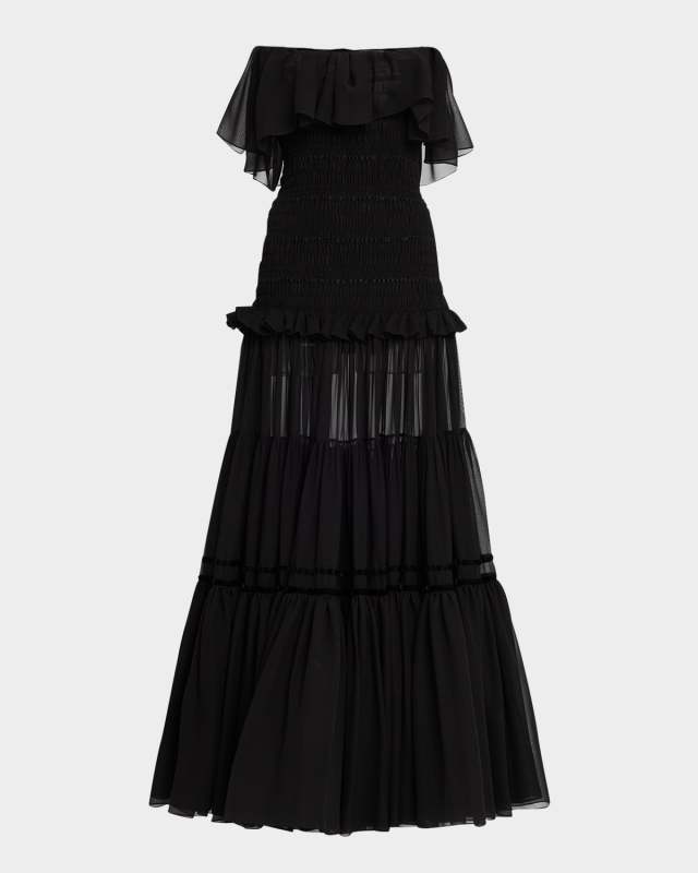 Strapless Ruffle Tiered Maxi Dress